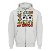 Dove Grey i tackled 100 days of school soccer Zipper Hoodie - Zillion Design Studio