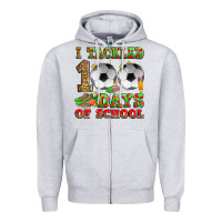 Heather Grey i tackled 100 days of school soccer Zipper Hoodie - Zillion Design Studio