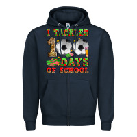 Navy i tackled 100 days of school soccer Zipper Hoodie - Zillion Design Studio