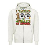 Oatmeal Heather i tackled 100 days of school soccer Zipper Hoodie - Zillion Design Studio