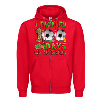 Red i tackled 100 days of school soccer Zipper Hoodie - Zillion Design Studio