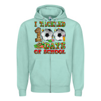 Seafoam i tackled 100 days of school soccer Zipper Hoodie - Zillion Design Studio