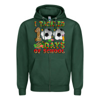 Sports Green i tackled 100 days of school soccer Zipper Hoodie - Zillion Design Studio
