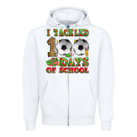 White i tackled 100 days of school soccer Zipper Hoodie - Zillion Design Studio