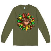 Army Green black history sunflower Long Sleeve Tee - texasbilliewilder