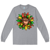 Heather Grey black history sunflower Long Sleeve Tee - texasbilliewilder