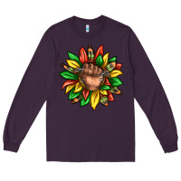 Plum black history sunflower Long Sleeve Tee - texasbilliewilder