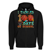 Black i tackled 100 days of school basketball Zipper Hoodie - Zillion Design Studio