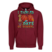 Burgundy i tackled 100 days of school basketball Zipper Hoodie - Zillion Design Studio