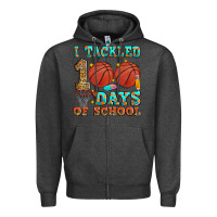 Charcoal Heather i tackled 100 days of school basketball Zipper Hoodie - Zillion Design Studio