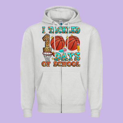 I Tackled 100 Days Of School Basketball Zipper Hoodie Designed By Zillion Design Studio