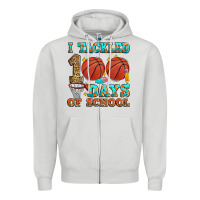 Dove Grey i tackled 100 days of school basketball Zipper Hoodie - Zillion Design Studio