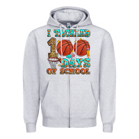 Heather Grey i tackled 100 days of school basketball Zipper Hoodie - Zillion Design Studio
