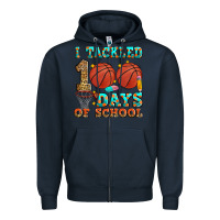 Navy i tackled 100 days of school basketball Zipper Hoodie - Zillion Design Studio