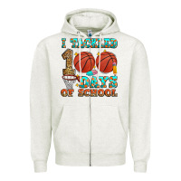 Oatmeal Heather i tackled 100 days of school basketball Zipper Hoodie - Zillion Design Studio