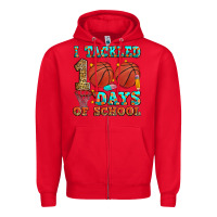 Red i tackled 100 days of school basketball Zipper Hoodie - Zillion Design Studio
