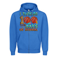 True Royal i tackled 100 days of school basketball Zipper Hoodie - Zillion Design Studio