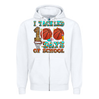 White i tackled 100 days of school basketball Zipper Hoodie - Zillion Design Studio