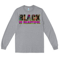 Heather Grey black is beautiful neon Long Sleeve Tee - texasbilliewilder