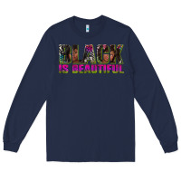 Navy black is beautiful neon Long Sleeve Tee - texasbilliewilder