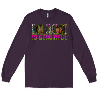 Plum black is beautiful neon Long Sleeve Tee - texasbilliewilder