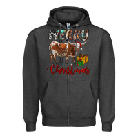 Charcoal Heather Texas Longhorn Merry Christmas Zipper Hoodie - RanaPortraitStore