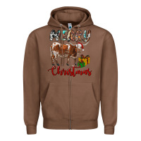 Chestnut Texas Longhorn Merry Christmas Zipper Hoodie - RanaPortraitStore