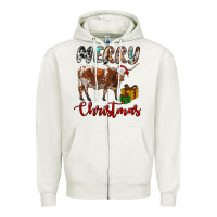 Oatmeal Heather Texas Longhorn Merry Christmas Zipper Hoodie - RanaPortraitStore