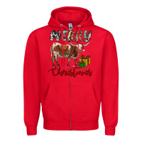Red Texas Longhorn Merry Christmas Zipper Hoodie - RanaPortraitStore