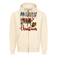 Sandshell Texas Longhorn Merry Christmas Zipper Hoodie - RanaPortraitStore
