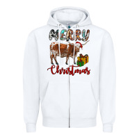 White Texas Longhorn Merry Christmas Zipper Hoodie - RanaPortraitStore