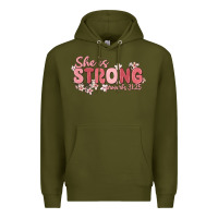 Army Green she is strong proverbs 31 25 Premium Hoodie - MaliasSmallBusiness