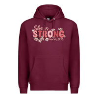 Burgundy she is strong proverbs 31 25 Premium Hoodie - MaliasSmallBusiness