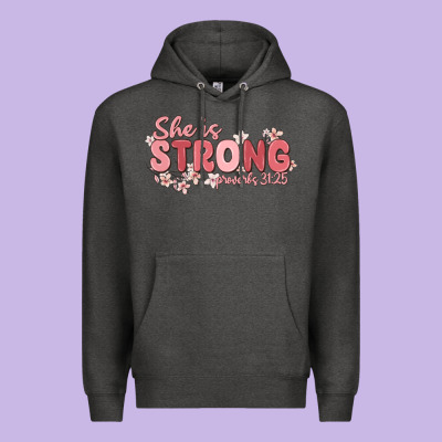 She Is Strong Proverbs 31 25 Premium Hoodie Designed By Maliassmallbusiness