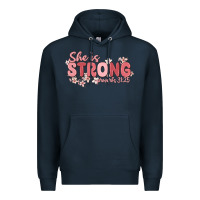Navy she is strong proverbs 31 25 Premium Hoodie - MaliasSmallBusiness