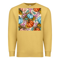 Antique Gold breast cancer awareness with pumpkin and leopard seamless pattern Premium Sweatshirt - BundleAndBundleShop