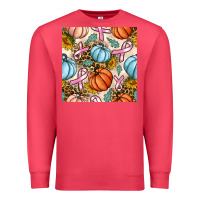 Cardinal breast cancer awareness with pumpkin and leopard seamless pattern Premium Sweatshirt - BundleAndBundleShop