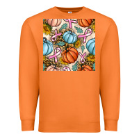 Carrot breast cancer awareness with pumpkin and leopard seamless pattern Premium Sweatshirt - BundleAndBundleShop