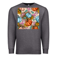 Charcoal Heather breast cancer awareness with pumpkin and leopard seamless pattern Premium Sweatshirt - BundleAndBundleShop