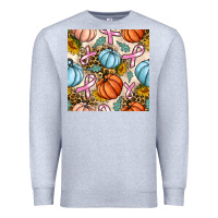 Heather Grey breast cancer awareness with pumpkin and leopard seamless pattern Premium Sweatshirt - BundleAndBundleShop