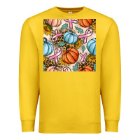 Lemon breast cancer awareness with pumpkin and leopard seamless pattern Premium Sweatshirt - BundleAndBundleShop