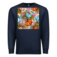 Navy breast cancer awareness with pumpkin and leopard seamless pattern Premium Sweatshirt - BundleAndBundleShop