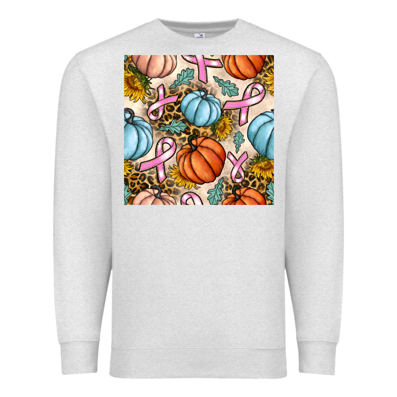 Breast Cancer Awareness With Pumpkin And Leopard Seamless Pattern Premium Sweatshirt by BundleAndBundleShop | Teevron
