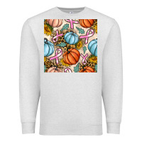 Oatmeal Heather breast cancer awareness with pumpkin and leopard seamless pattern Premium Sweatshirt - BundleAndBundleShop