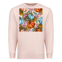 Pale Pink breast cancer awareness with pumpkin and leopard seamless pattern Premium Sweatshirt - BundleAndBundleShop