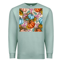Seafoam breast cancer awareness with pumpkin and leopard seamless pattern Premium Sweatshirt - BundleAndBundleShop