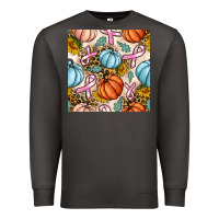 Smoke breast cancer awareness with pumpkin and leopard seamless pattern Premium Sweatshirt - BundleAndBundleShop