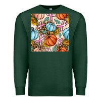 Sports Green breast cancer awareness with pumpkin and leopard seamless pattern Premium Sweatshirt - BundleAndBundleShop