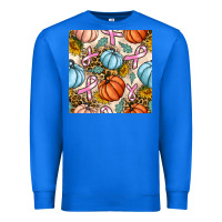 True Royal breast cancer awareness with pumpkin and leopard seamless pattern Premium Sweatshirt - BundleAndBundleShop