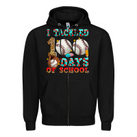 Black i tackled 100 days of school baseball Zipper Hoodie - Zillion Design Studio